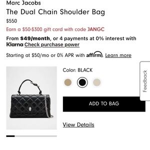 Marc Jacobs TAGS !! Dual Chain Bag $595TAGS